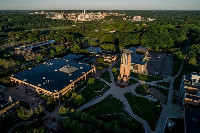 An aerial shot of North Campus