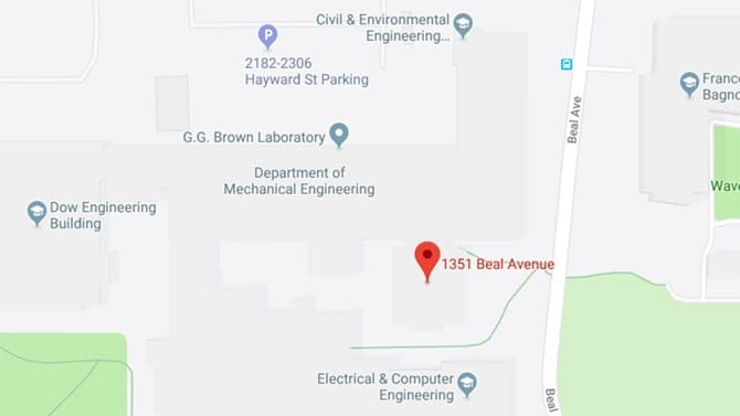 A screenshot of Google Maps, showing the Environmental and Water Resources Engineering Building