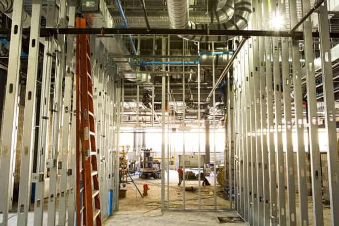 The interior of a building under construction