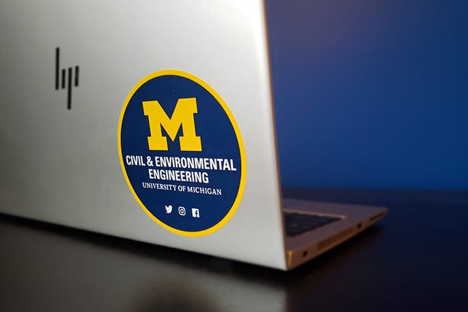 Civil and Environmental Engineering sticker on a laptop